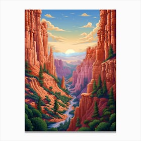 Canyon Landscape Pixel Art 3 Canvas Print