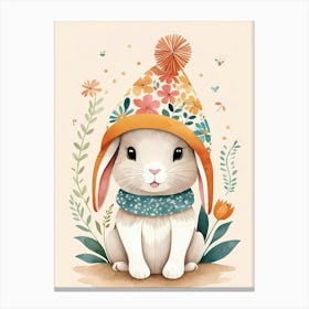 Floral Cute Baby Rabbit Bunny Nursery (28) Canvas Print