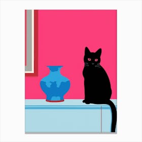 Black Cat In A Vase Canvas Print