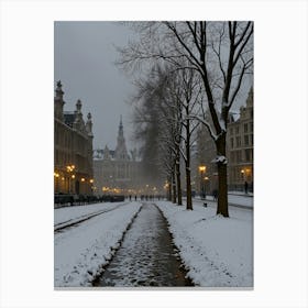 Brussels In The Snow Canvas Print