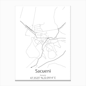 Sacueni,Romania Minimalist Map Canvas Print