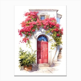 Naples, Italy   Mediterranean Doors Watercolour Painting 2 Canvas Print