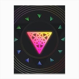 Neon Geometric Glyph in Pink and Yellow Circle Array on Black n.0410 Canvas Print
