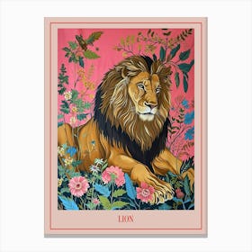 Floral Animal Painting Lion 4 Poster Canvas Print