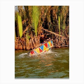 Canoe On The River Canvas Print