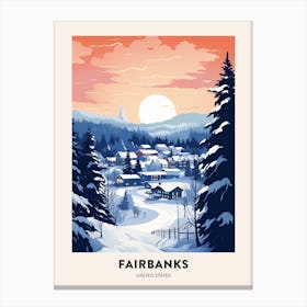 Winter Night  Travel Poster Fairbanks Alaska 1 Canvas Print