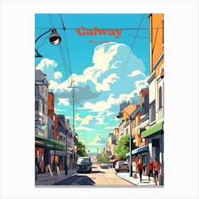 Galway Ireland Streetview Modern Travel Illustration Canvas Print