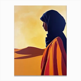 Woman In The Desert, Arabian Canvas Print
