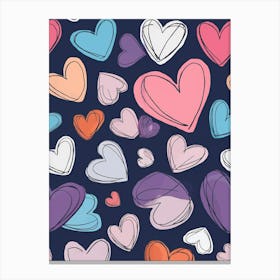 Seamless Pattern Of Hearts Canvas Print