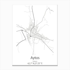 Aytos,Bulgaria Minimalist Map Canvas Print