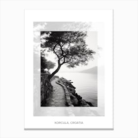 Poster Of Korcula, Croatia, Black And White Old Photo 2 Canvas Print