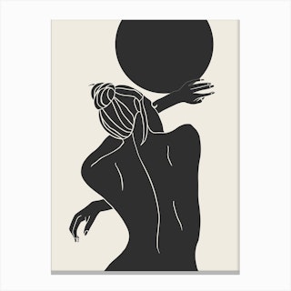 Girl With Bun 2 Backview Shadow Shilhouette Canvas Print