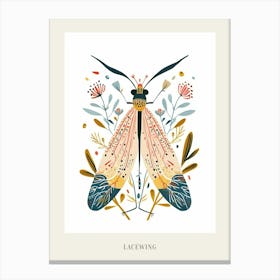 Colourful Insect Illustration Lacewing 21 Poster Canvas Print