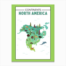 Continents North America animals Canvas Print