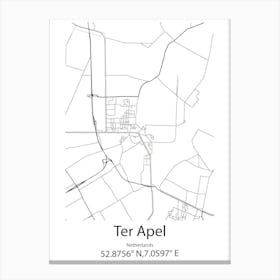 Ter Apel,Netherlands Minimalist Map Canvas Print