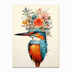 Bird With A Flower Crown Kingfisher 2 Canvas Print