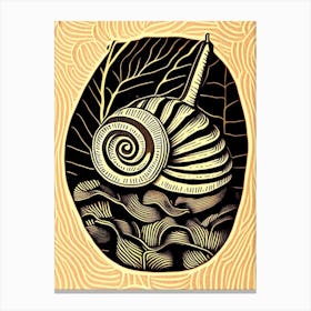 Banded Snail  Linocut Canvas Print