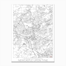 Newcastle Upon Tyne Map Minimal Canvas Print