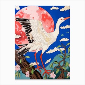 Maximalist Animal Painting Stork Canvas Print