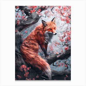 Red Fox In Cherry Blossoms Canvas Print