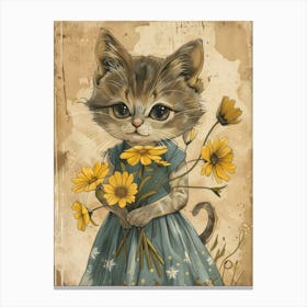 Cat With Flowers 6 Canvas Print