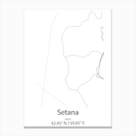 Setana,Japan Minimalist Map Canvas Print