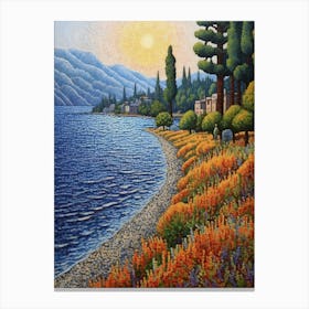 Lake Chelan Washington Pointillism 10 Canvas Print
