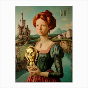 Baroque lady in star wars, Antic pop oil painting Canvas Print