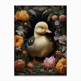 Floral Ornamental Duckling 4 Canvas Print