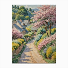 Cherry Blossom Village Canvas Print