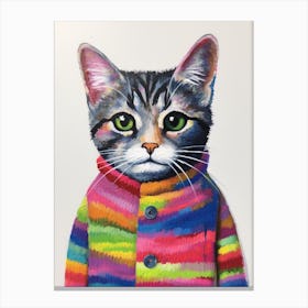 Baby Animal Wearing Sweater Cat 3 Canvas Print