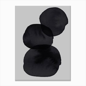 Grey And Black Stacked Stones Watercolour Abstract Canvas Print
