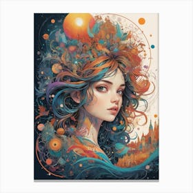 Girl With Colorful Hair 3 Canvas Print