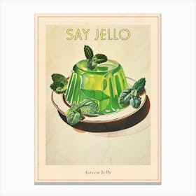 Vibrant Green Jelly Vintage Retro Illustration 3 Poster Canvas Print