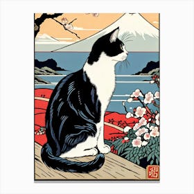 Cat Looking At Mt Fuji Canvas Print