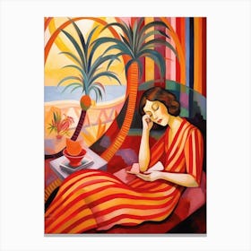 Woman Reading A Book Canvas Print