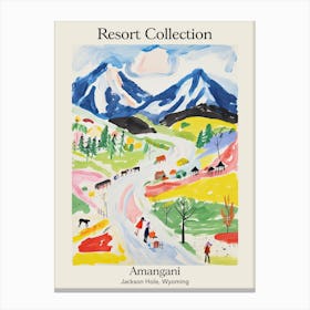 Poster Of Amangani   Jackson Hole, Wyoming   Resort Collection Storybook Illustration 4 Canvas Print