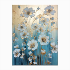 Poppies In Blue And Gold Canvas Print