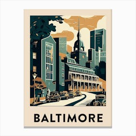 Baltimore Midcentury Travel Poster Canvas Print