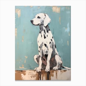 Dalmatian Dog, Painting In Light Teal And Brown 0 Canvas Print