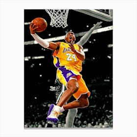 Kobe Bryant Of The Los Angeles Lakers Puts A Shot Up Against The Milwaukee Bucks Canvas Print