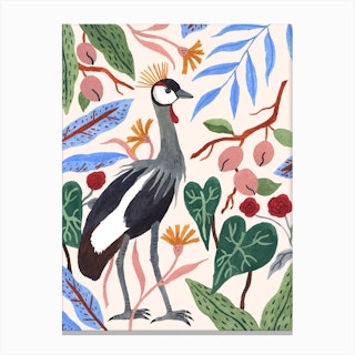 Gray Crowned Crane Canvas Print