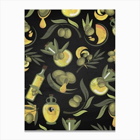 Olives Seamless Pattern - olives poster, kitchen wall art 1 Canvas Print