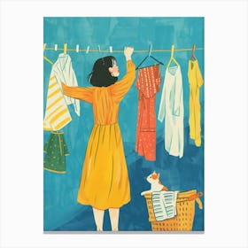 Laundry Day Feline Fun Canvas Print
