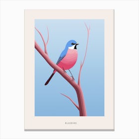 Minimalist Bluebird 1 Bird Poster Canvas Print