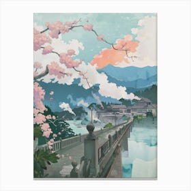 Beppu Japan 3 Retro Illustration Canvas Print