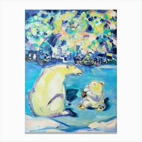 Polar Bear Christmas Canvas Print