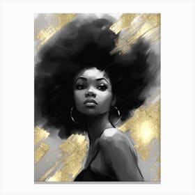 Black Girl with Gold Abstract 10 Canvas Print