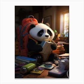 Cute Panda's Study Time Print Canvas Print