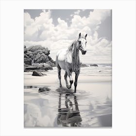 A Horse Oil Painting In Praia Do Camilo, Portugal, Portrait 1 Canvas Print